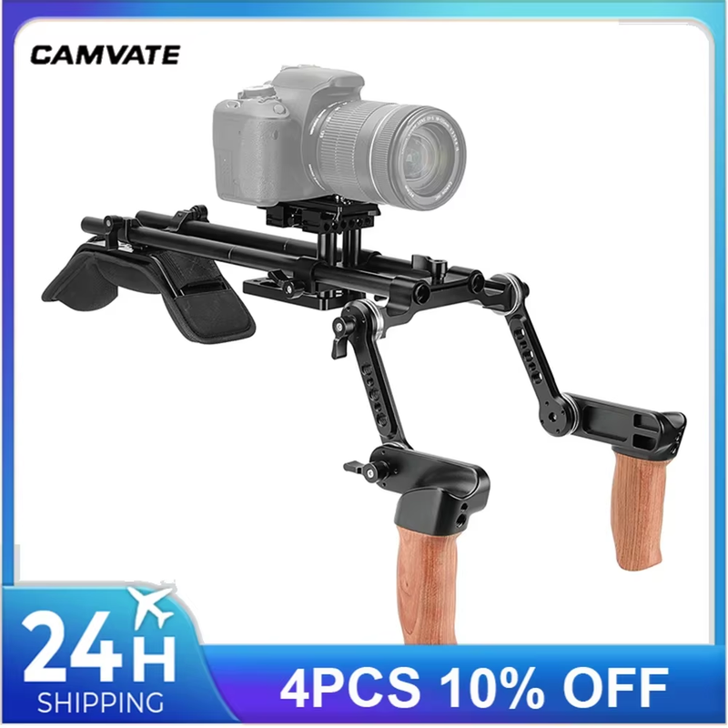 DSLR Camera/DV Camcorder Shoulder Mount Rig With Manfrotto Quick Release Plate &
