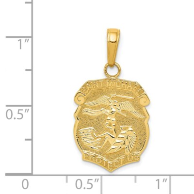 Pre-owned Superdealsforeverything Real 14kt Yellow Gold Saint Michael Medal Badge Pendant