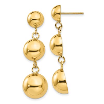 Pre-owned Superdealsforeverything Real 14kt Yellow Gold Polished Half Ball Dangle Earrings