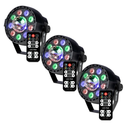 ColorKey CKU-1083 PartyLight FX 3-Pc Fixture Bundle, Quad-Color LED Wash Lights