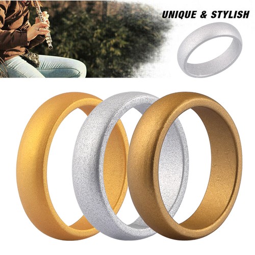 1pack Silicone Wedding Ring Soft Rubber Engagement Band 3 Colors 4-10# US Size