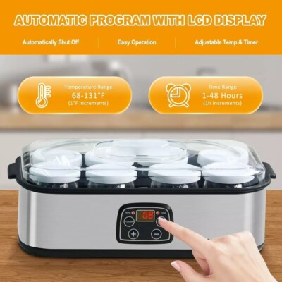 Yogurt Maker, Automatic Digital Yogurt Maker Machine with Adjustable Temperature