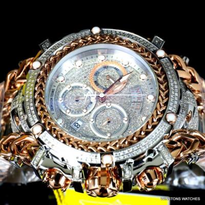 Pre-owned Invicta Reserve Gladiator 2.92ctw Diamond 2 Tone Rose Swiss Steel 61mm Watch