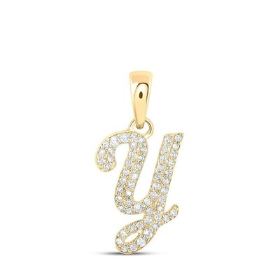 2 Ct Round Lab-Created Diamond ''Y'' Initial Letter Pendant 14k Yellow Gold Plated