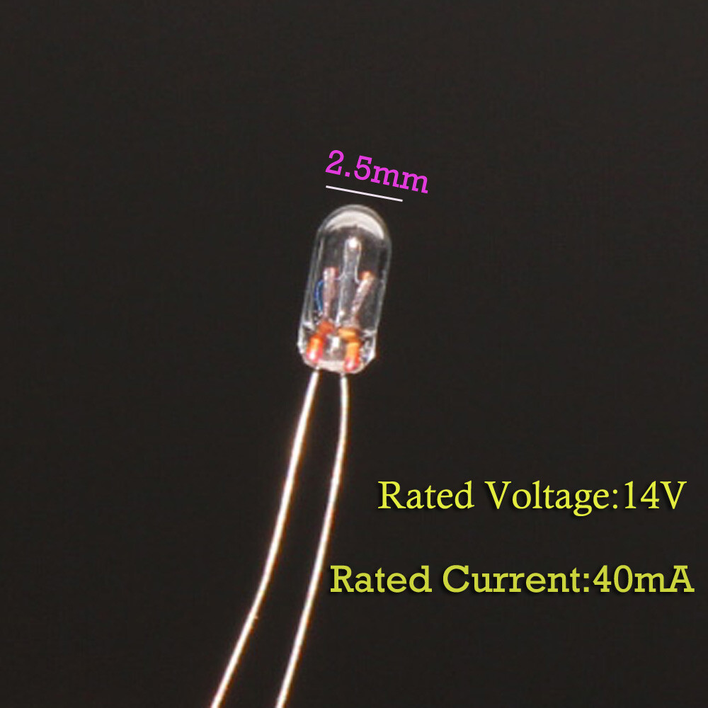 100pcs Clear 2.5mm 14V 40mA Mini Bulbs Grain of Wheat Bulbs Warm White