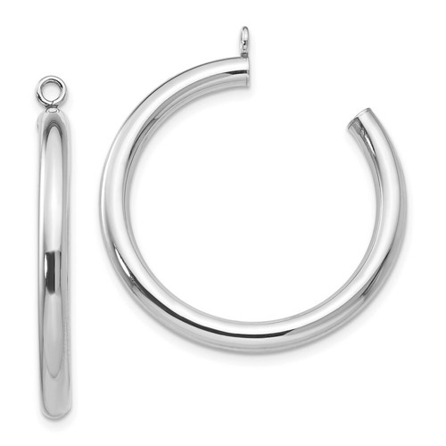 Pre-owned Goldia 14k White Gold Polished Tube Hoop Earring Jackets