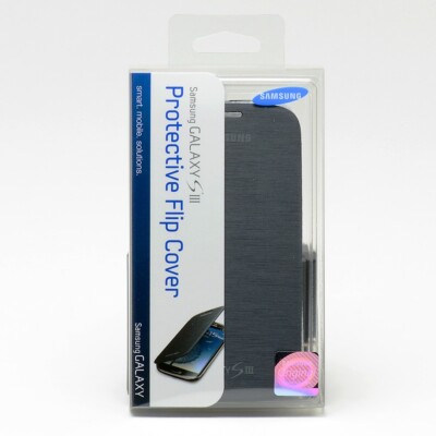 Authentic For Samsung Galaxy S3 S III Flip Cover Hard Shell Snap Case - Black
