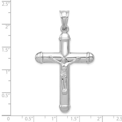Pre-owned Diamond2deal 14k White Gold Reversible Crucifix Pendant For Women 2.97g L-56mm W-31mm
