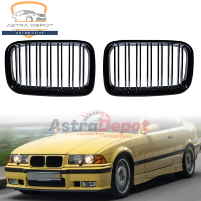 Gloss Black Front Kidney Grill Grille for BMW E36 M3 318i 325i Pre-LCI 1992-1996