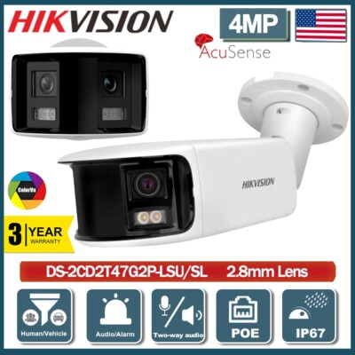 Hikvision 4MP Full Color Panoramic 180° Bullet Camera Acusense Two-way audio POE
