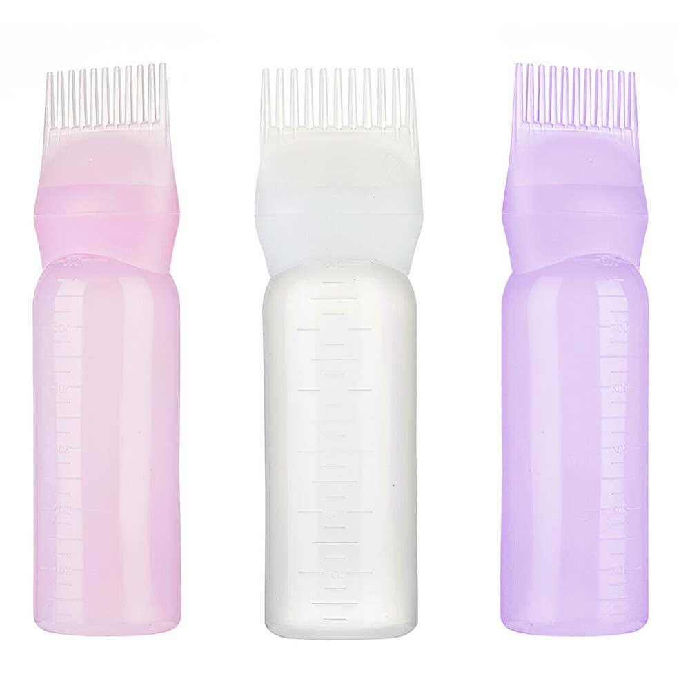 3pcs Root Comb Applicator Bottle with Graduated Scale Hairstyling Hairdressing