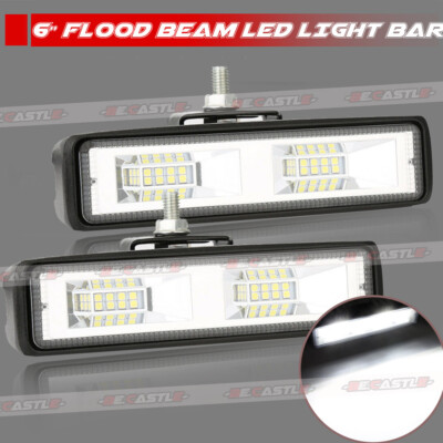 2 x 6 Inch 60W LED Work Light Bar Spot Flood Offroad ATV Fog Truck Driving Lamp