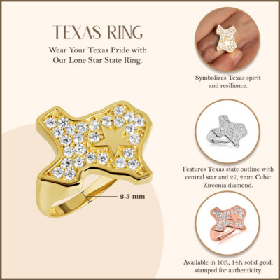 Pre-owned Fdj Gold Texas Lone Star State Map Ring (available In Yellow/rose/white Gold) In Yellow Gold