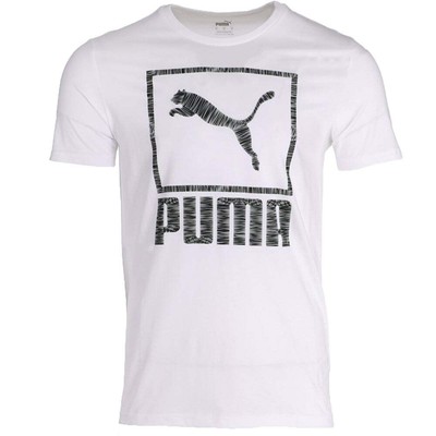 Puma Box Embroidery Crew Neck Short Sleeve Mens White 848616-02