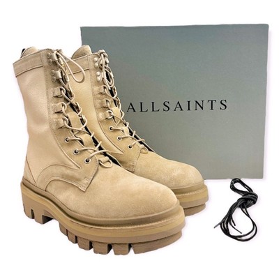Pre-owned Allsaints All Saints Canvas/suede Beth Boot In Sand” Size 10 Women's In Tan