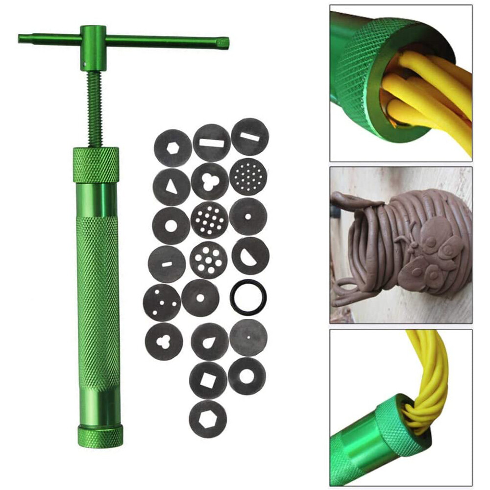 DIY Polymer Clay Gun Extruder Sculpey Sculpting Tool w/ 20 Discs Cake