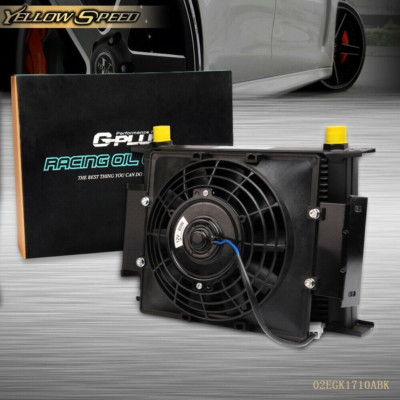 Fit For 25 Row Universal Engine Transmission Oil Cooler+ 7'' Fixed Cooling Fan