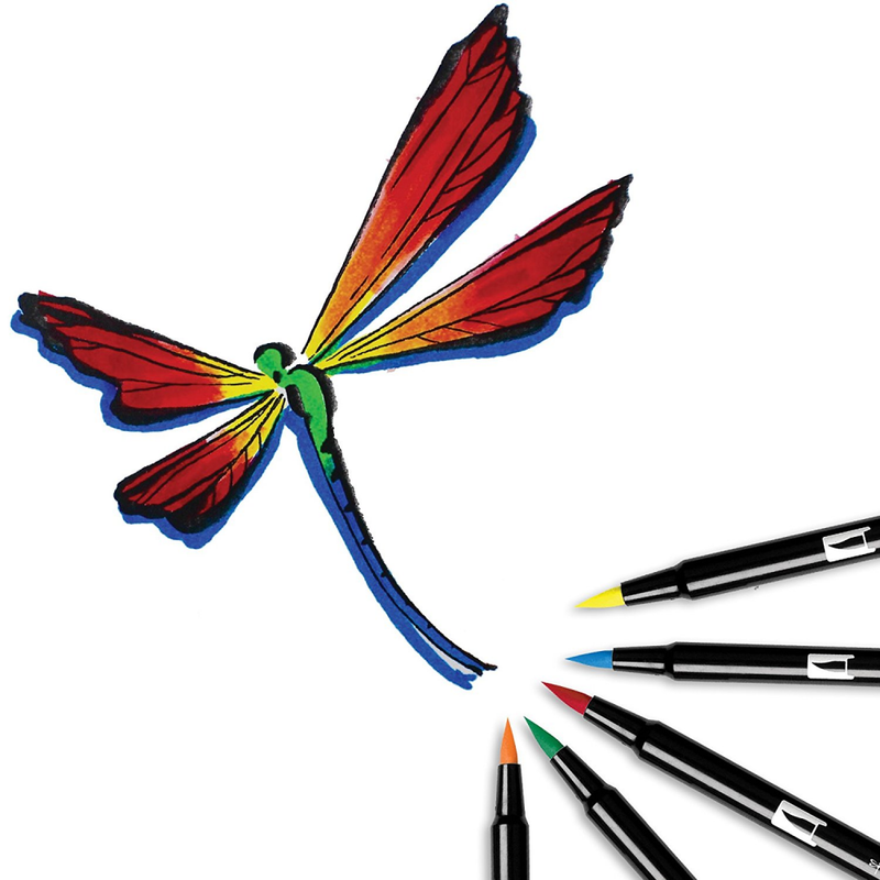Tombow 56167 Dual Brush Pen Art Markers, Primary, 10-Pack