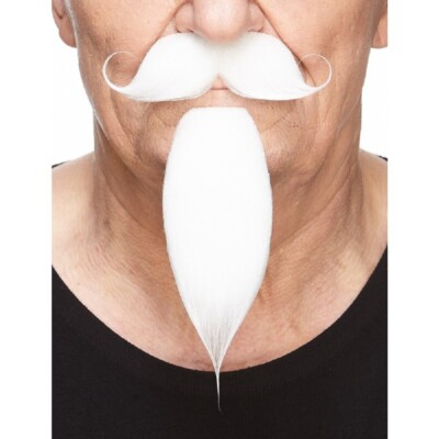 Dlx Pure White Beard Mustache Set 3M Self Adhesive Facial Hair Theatre