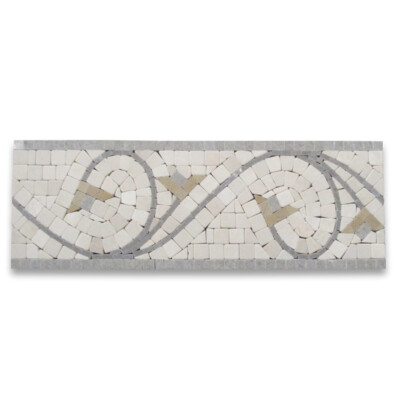 B4691T Marble Mosaic Border Listello Insert Tile Agean Sienna 5x14.5 Tumbled