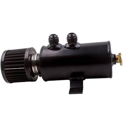 Aluminum 0.75L 750ml 10AN Baffled Oil Catch Tank 2 Port Oil Catch Can & Filter
