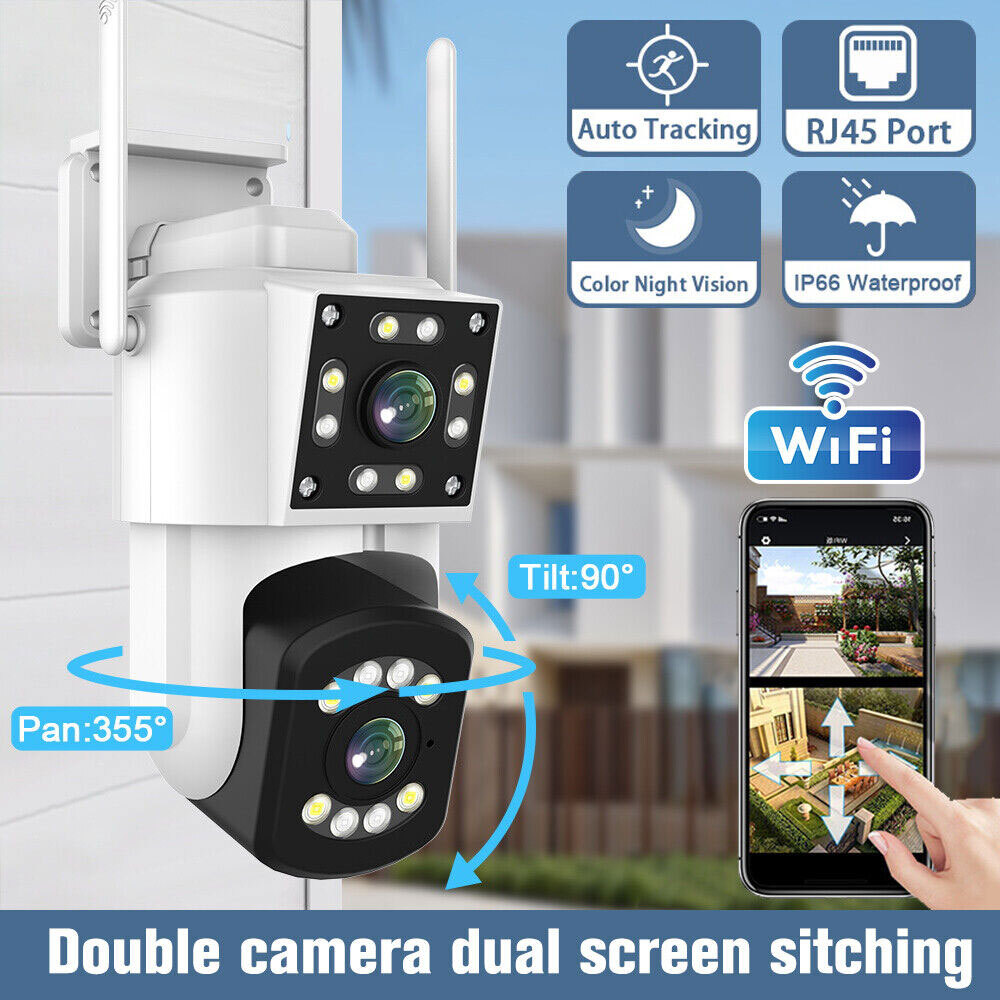 HD 1080P WiFi IP Dual Lens Camera 3MP Night Vision Security CCTV Onvif PTZ Cam