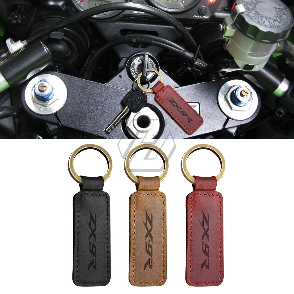 For Kawasaki ZX9R ZX-9R Motorcycle keychain leather logo