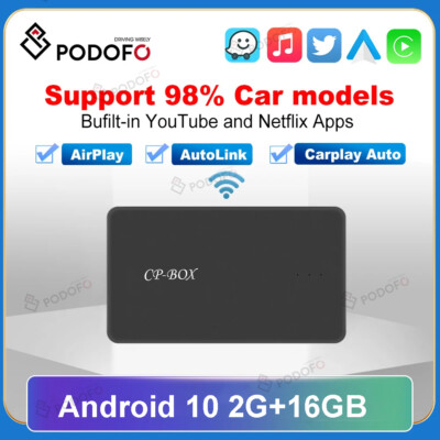 Wireless Carplay AI box Android Auto Adapter Converter w/Netflix YouTube WIFI