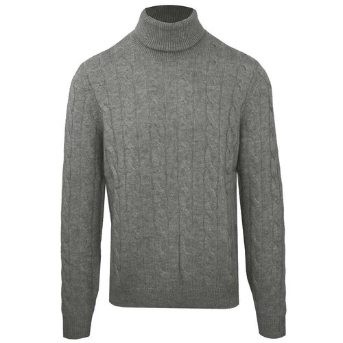 Pre-owned Malo Men Gray Sweater Wool Cashmere Turtleneck Knit Long Sleeve Jumper Pullover