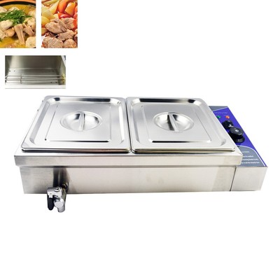 2 Pan Commercial Food Warmer 1/2 Size 4''Deep Steam Table for Restaurant Hotel