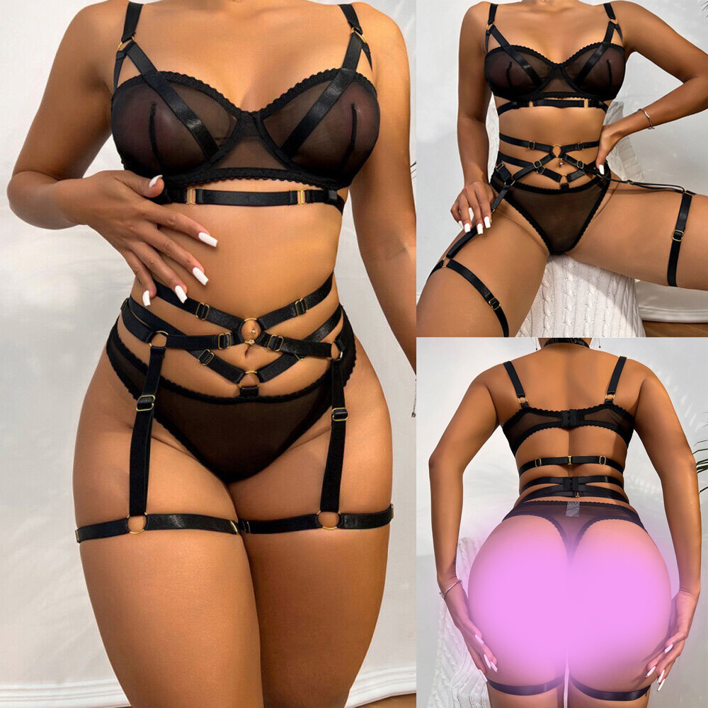 Sexy Lingerie Lace Dress Underwear w/Garter Belt Babydoll Nightwear Sleepwear