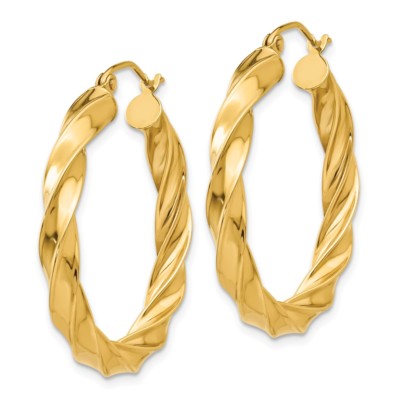 Pre-owned Superdealsforeverything Real 14kt Yellow Gold Light Twisted Hoop Earrings