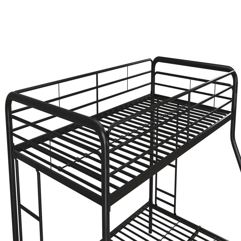 Black Twin Over Full Bunk Beds Metal Frame Ladders Kids Teens Dorm Furniture