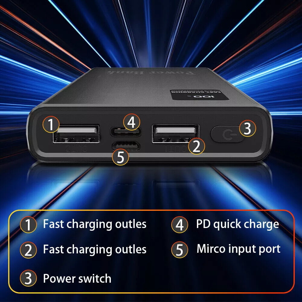 9000000mAh Portable Power Bank USB LCD External Battery Charger For Cell Phone-