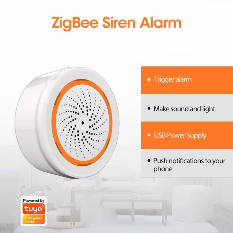 Tuya ZigBee Smart Sound and Light Siren Sensor 90dB Smart Life Siren Home Securi