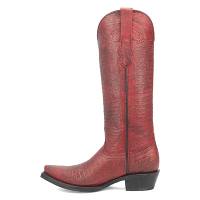 Pre-owned Dingo Athena Lizard Print Snip Toe Cowboy Womens Red Casual Boots Di241-600