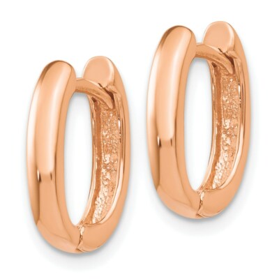 Pre-owned Skyjewelers Real 14kt Rose Gold Oval Hinged Hoop Earrings In Pink