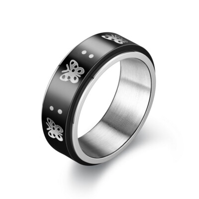 8mm Spinner Ring for Men Women Stress Relief Stainless Steel Two Tone Band Ring