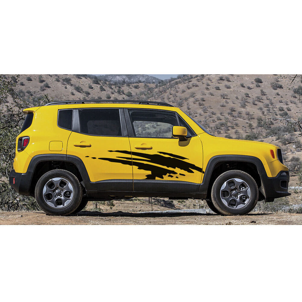 2pcs 78.7'' Black Scratch Graphic Body Side Door Skirt Vinyl Decals Stickers