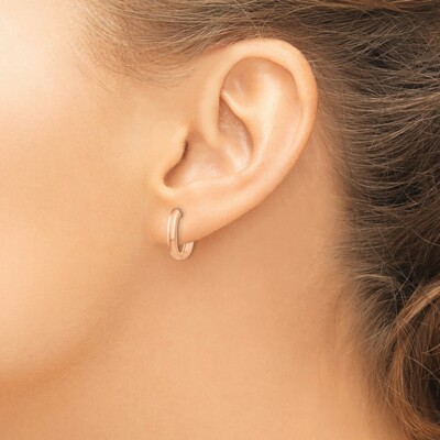 Pre-owned Skyjewelers Real 14kt Rose Gold Oval Hinged Hoop Earrings In Pink