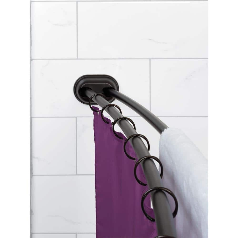 Bronze Aluminum Adjustable Tension Double Curved Shower Curtain Rod Rustproof