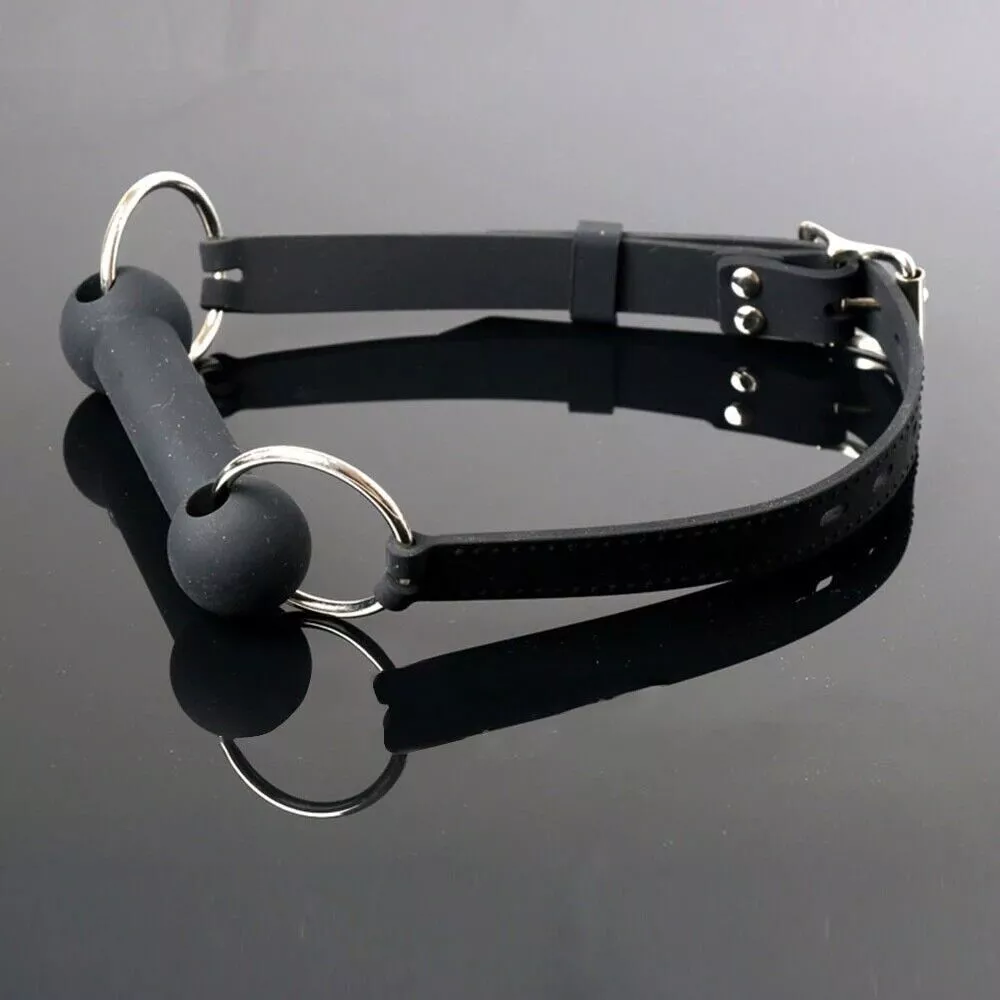 Silicone Mouth Gag Bone Bit Open Gag Fixation Oral Opening Bondage Head Harness