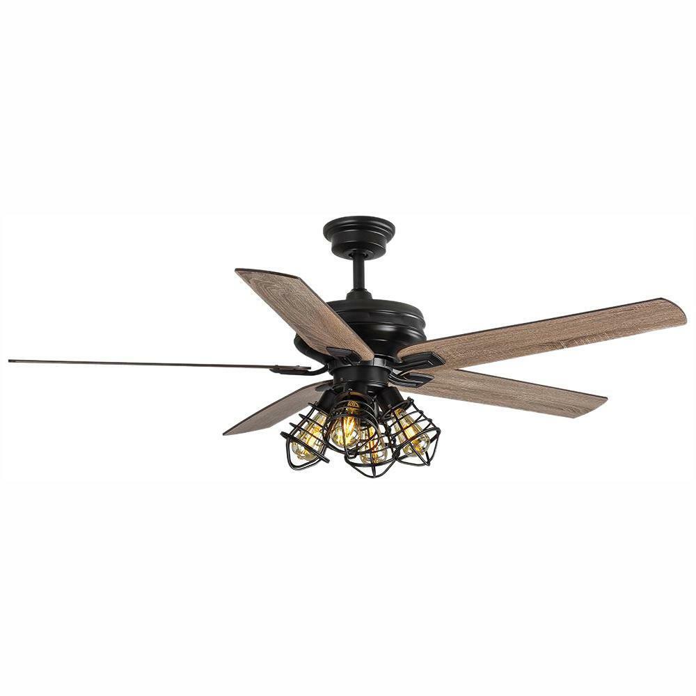 Led Matte Black Carlisle 60 Inch Ceiling Fan With Remote Control