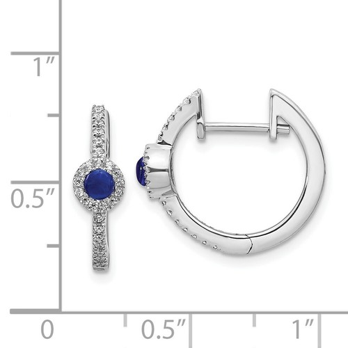 Pre-owned Goldia 14k White Gold Diamond & Cabochon Sapphire Earrings
