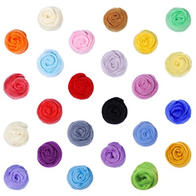  24 Pcs Wool Chemical Fiber Colored Strips Felting Crafts Accessories Supplies