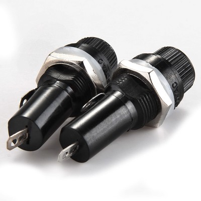 5x Glass Fuse Holder Panel Bolt-On Screw Cap Black Auto Car/Boat 10A 250V 5x20mm