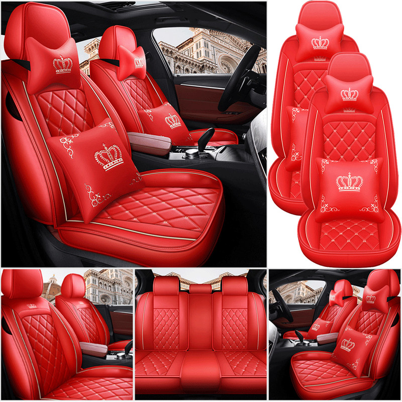 Luxury Leather Car Seat Cover Universal 5 Seats Front Rear