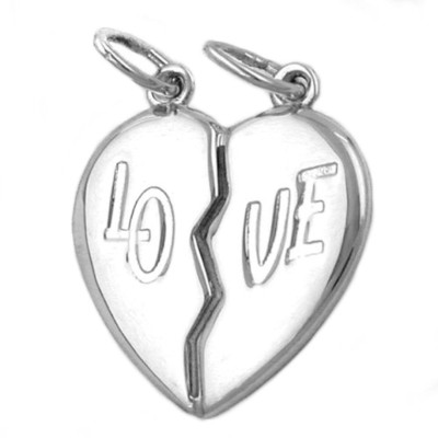 Partner Anhänger Doppelanhänger Doppelherz Herz LO-VE aus 925 Silber, Unisex