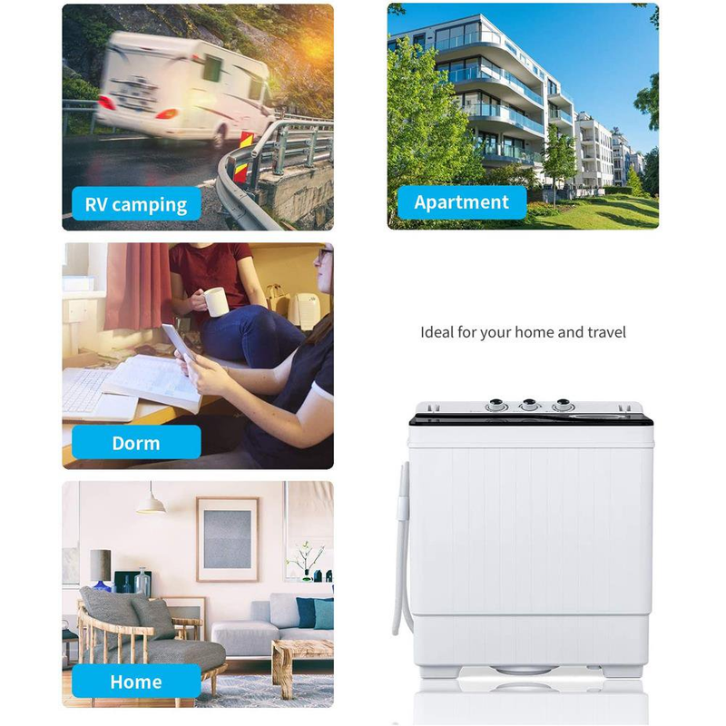 Lavadora Portatil Tina Doble Secadora Giratoria Lavanderia 26lbs Carga Superior