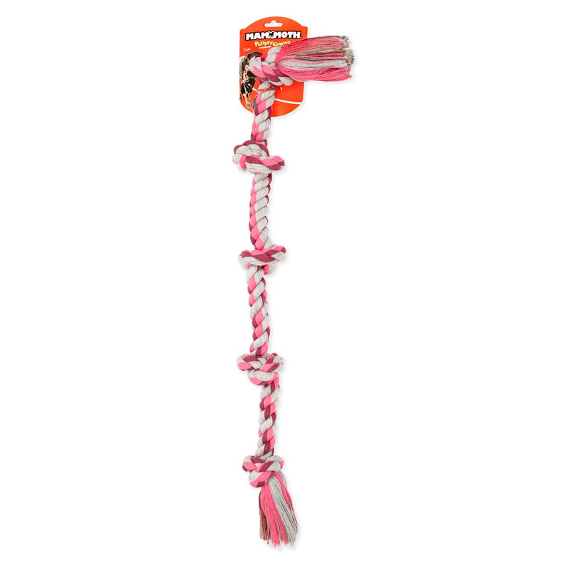 Mammoth Flossy Chews Poly Cotton 5 Knot Rope Tug Dog Toy, Assorted Colors